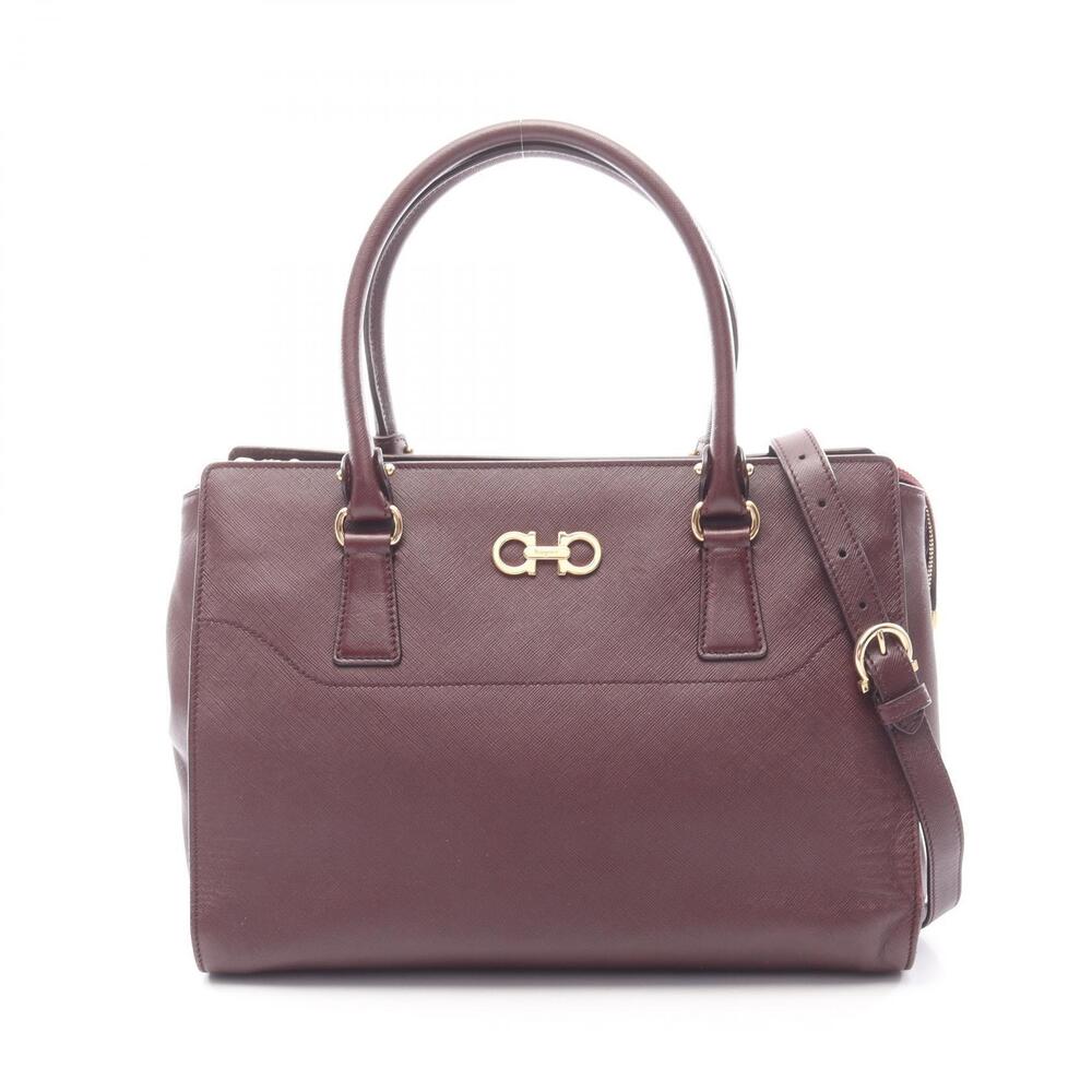 Salvatore Ferragamo Gancini Leather Bordeaux Shoulder Bag Purple